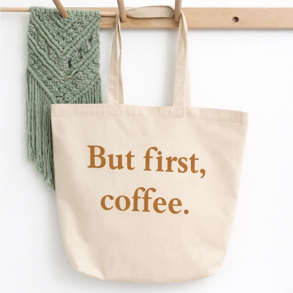 Tote Bag in Beige But Coffee First